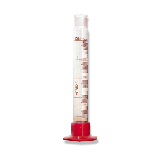Probeta de vidrio con base de plástico