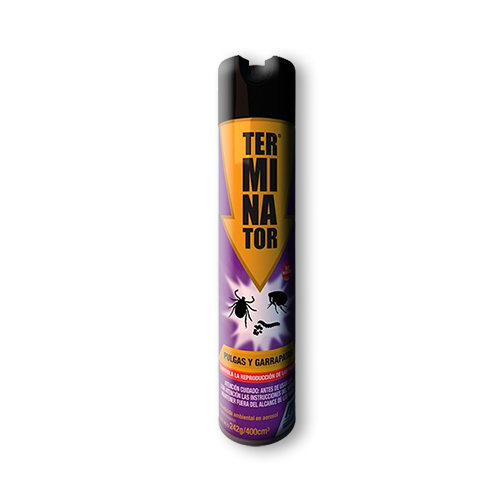 Insecticida aerosol p/ pulgas y garrapatas Terminator 400 ml